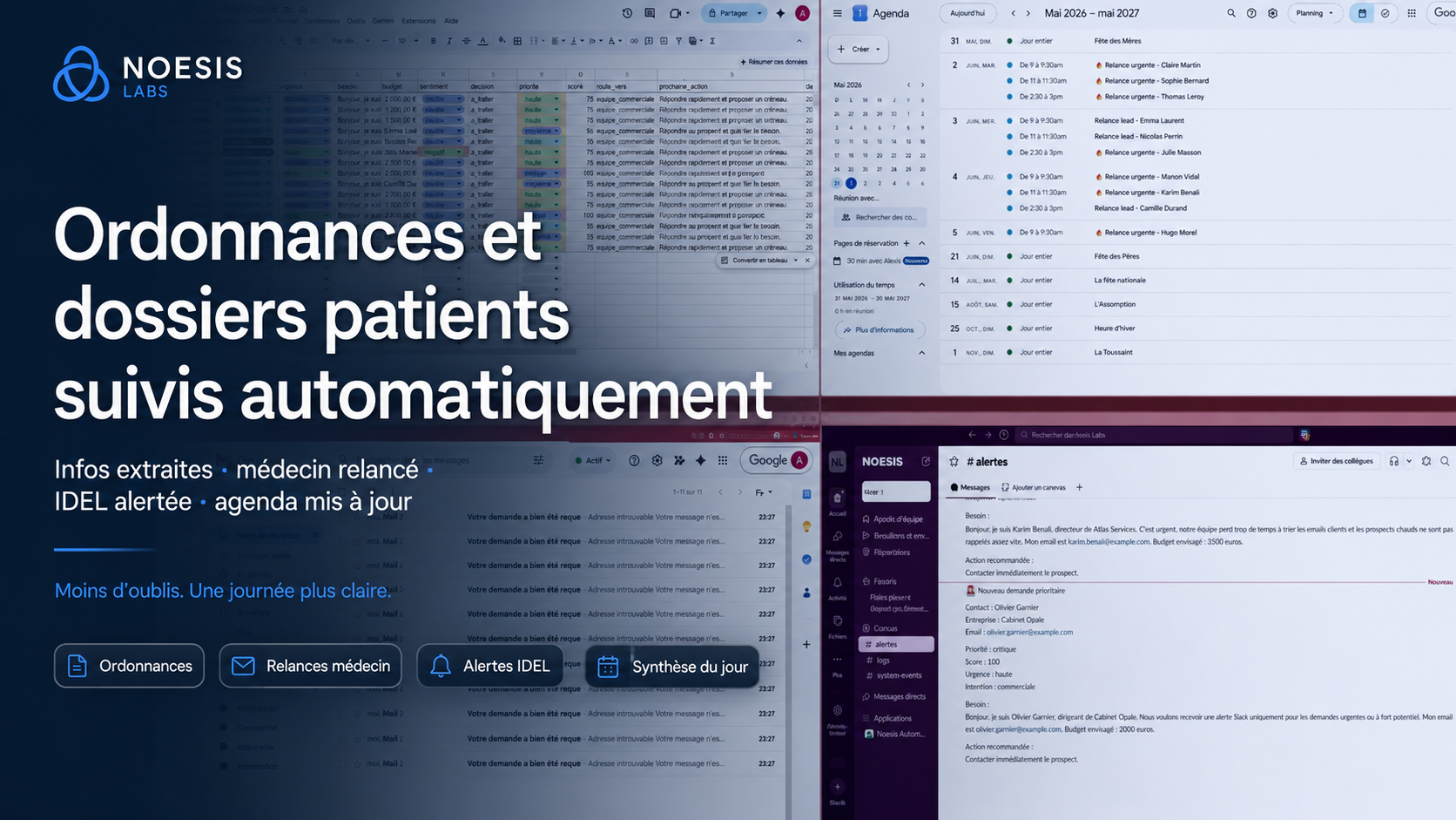 Ordonnances, dossiers patients et alertes importantes